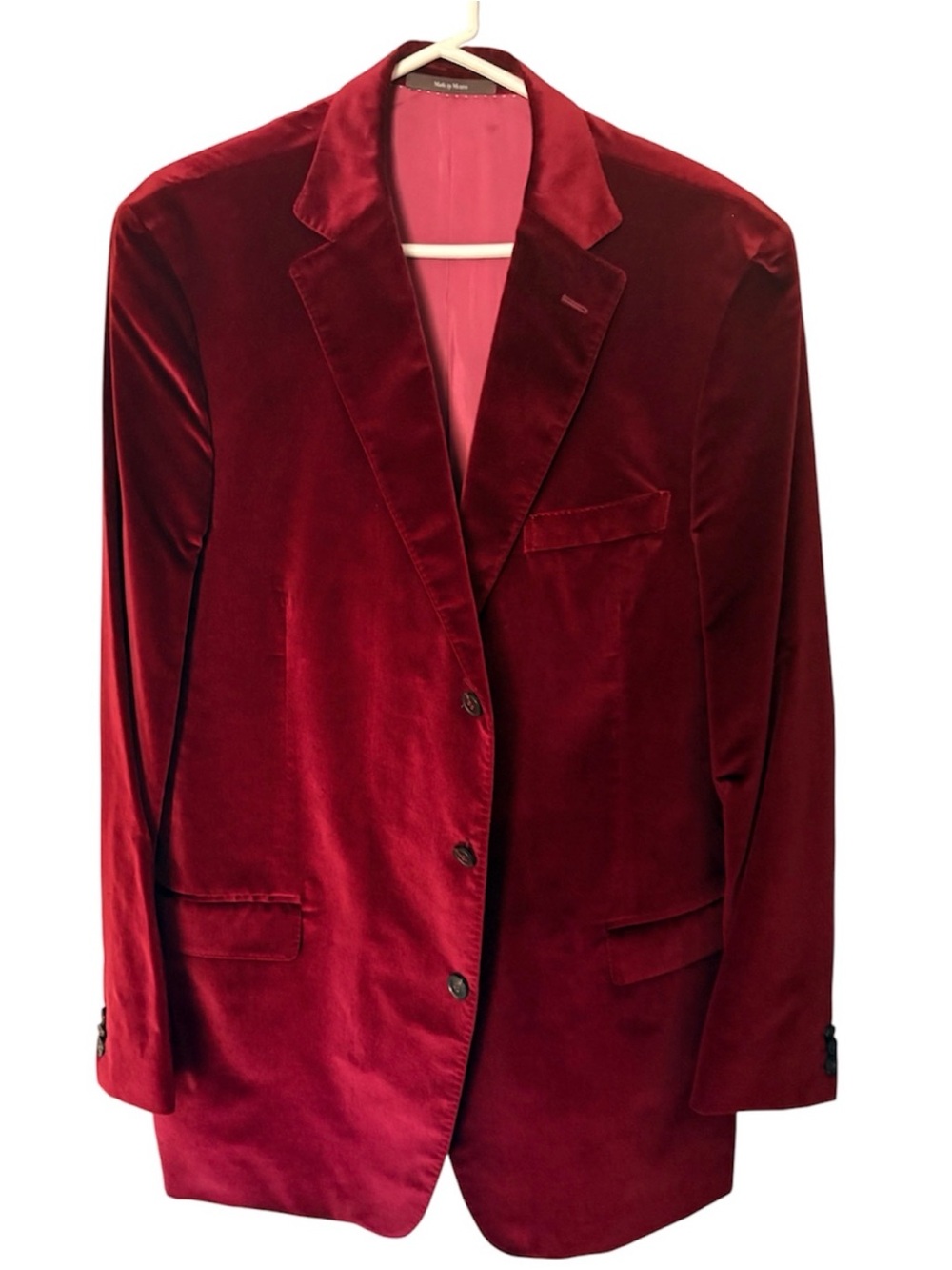 Z Zegna Men’s Velvet Blazer Sport Coat Jacket Burgandy 100% Cotton Size 50L